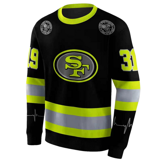 Personalized San Francisco 49ers Safety Motif Black Neon Green Aop Sweatshirt - Moonbestprint