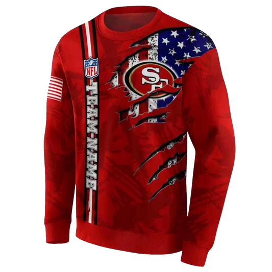 Personalized San Francisco 49ers Ripped Flag Red Aop Sweatshirt - Moonbestprint