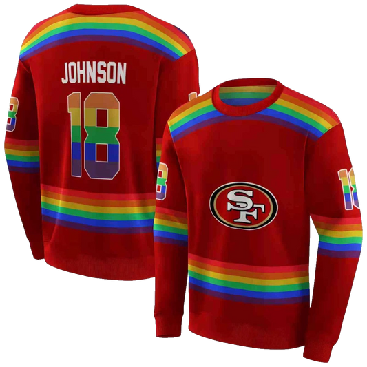 Personalized San Francisco 49ers Rainbow Stripes Red Aop Sweatshirt - Moonbestprint