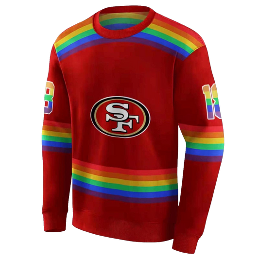Personalized San Francisco 49ers Rainbow Stripes Red Aop Sweatshirt - Moonbestprint