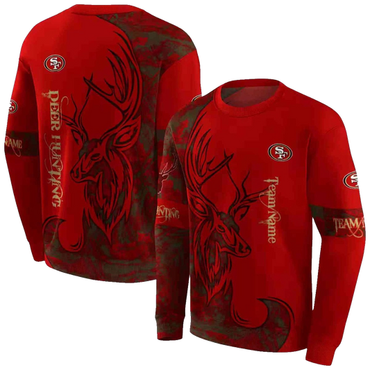 Personalized San Francisco 49ers Deer Silhouette Red Aop Sweatshirt - Moonbestprint
