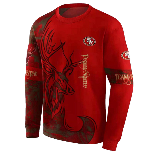 Personalized San Francisco 49ers Deer Silhouette Red Aop Sweatshirt - Moonbestprint