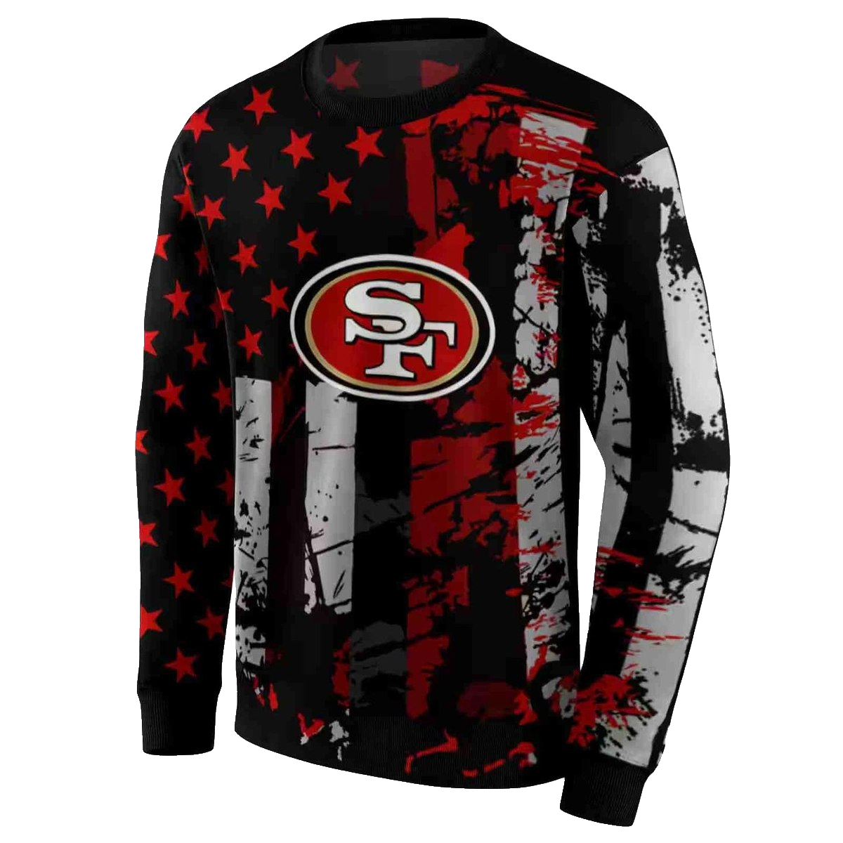 Personalized San Francisco 49ers Distressed Flag Red Black Aop Sweatshirt - Moonbestprint