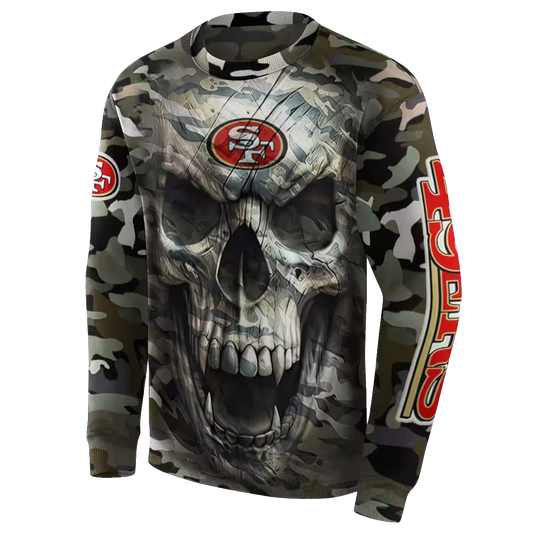 Personalized San Francisco 49ers Camo Skull Aop Sweatshirt - Moonbestprint