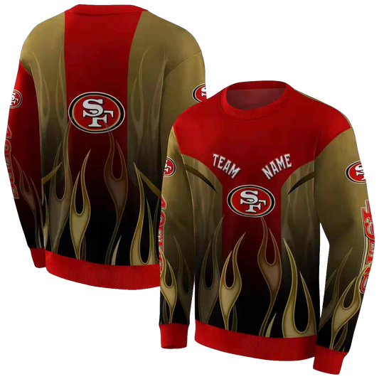Personalized San Francisco 49ers Flame Design Red Aop Sweatshirt - Moonbestprint