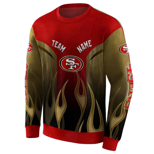 Personalized San Francisco 49ers Flame Design Red Aop Sweatshirt - Moonbestprint