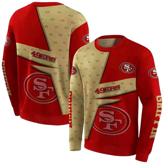 Personalized San Francisco 49ers Abstract Shape Red Aop Sweatshirt - Moonbestprint