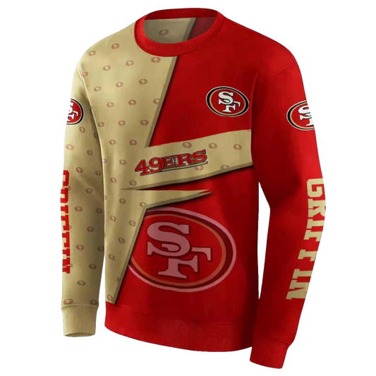 Personalized San Francisco 49ers Abstract Shape Red Aop Sweatshirt - Moonbestprint