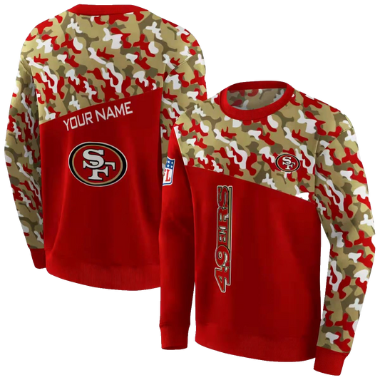 Personalized San Francisco 49ers Camo Pattern Red Aop Sweatshirt - Moonbestprint