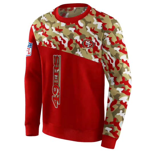 Personalized San Francisco 49ers Camo Pattern Red Aop Sweatshirt - Moonbestprint