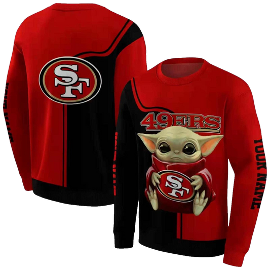 Personalized San Francisco 49ers Baby Yoda Red Black Aop Sweatshirt - Moonbestprint