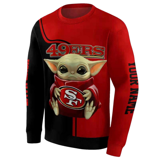 Personalized San Francisco 49ers Baby Yoda Red Black Aop Sweatshirt - Moonbestprint