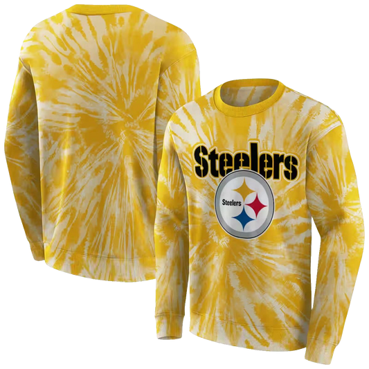 Pittsburgh Steelers Tie Dye Pattern Gold AOP Sweatshirt - Moonbestprint