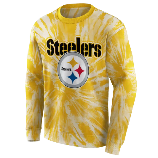 Pittsburgh Steelers Tie Dye Pattern Gold AOP Sweatshirt - Moonbestprint