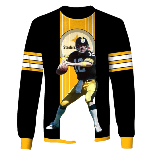 Pittsburgh Steelers Terry Bradshaw No 12 Signature AOP Sweatshirt - Moonbestprint