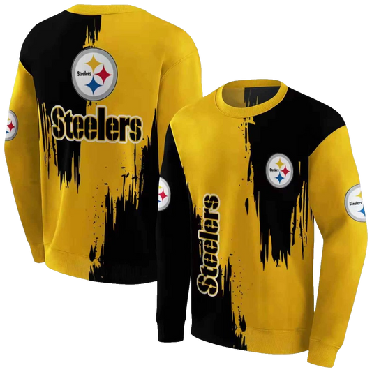 Pittsburgh Steelers Splatter Effect Gold AOP Sweatshirt - Moonbestprint