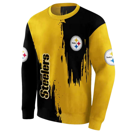 Pittsburgh Steelers Splatter Effect Gold AOP Sweatshirt - Moonbestprint