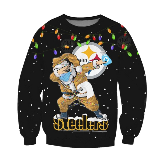 Pittsburgh Steelers Santa Dabbing Merry Quarantine Christmas 2025 AOP Sweatshirt - Moonbestprint