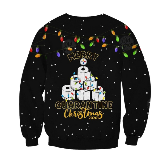 Pittsburgh Steelers Santa Dabbing Merry Quarantine Christmas 2025 AOP Sweatshirt - Moonbestprint