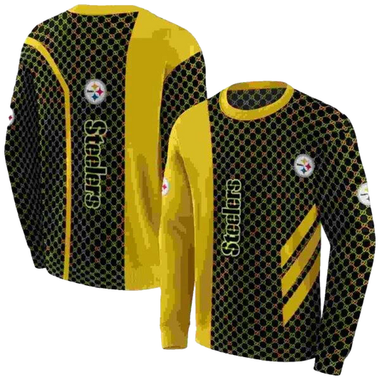 Pittsburgh Steelers Monogram Pattern Gold AOP Sweatshirt - Moonbestprint