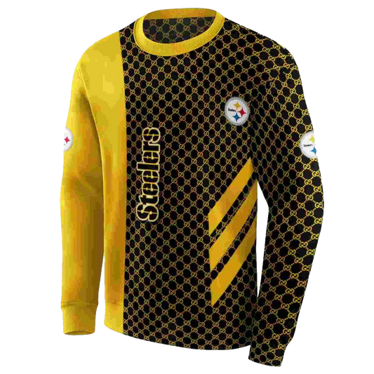 Pittsburgh Steelers Monogram Pattern Gold AOP Sweatshirt - Moonbestprint