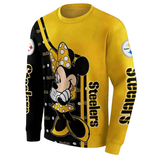 Pittsburgh Steelers Minnie Mouse Gold AOP Sweatshirt - Moonbestprint