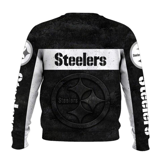 Pittsburgh Steelers Logo Vintage Black And White AOP Sweatshirt - Moonbestprint