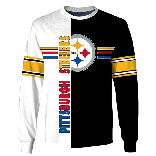 Pittsburgh Steelers Logo Black And White AOP Sweatshirt - Moonbestprint