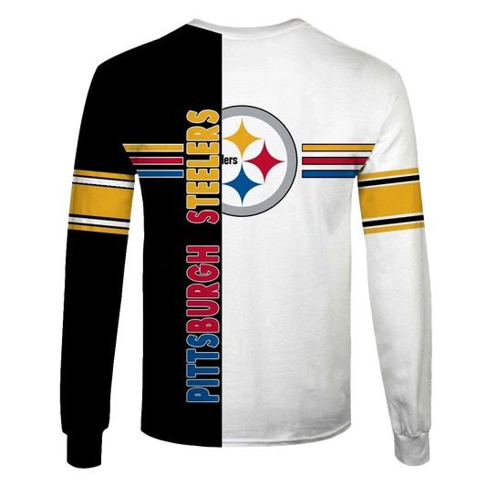 Pittsburgh Steelers Logo Black And White AOP Sweatshirt - Moonbestprint