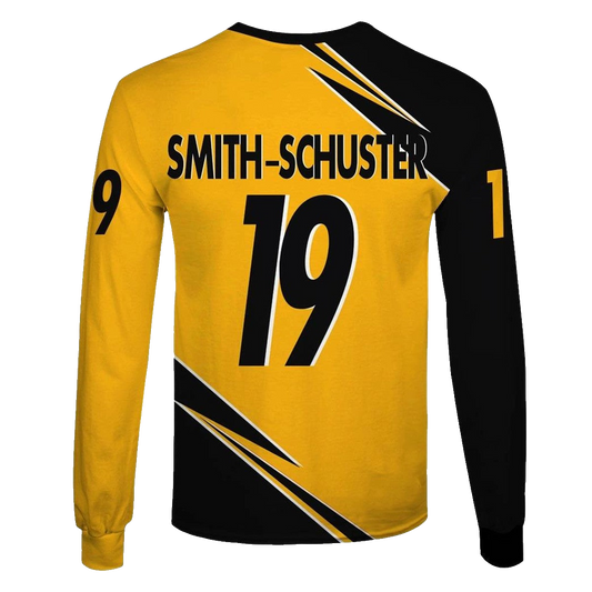 Pittsburgh Steelers Juju Smith Schuster No 19 Signature Yellow And Black AOP Sweatshirt - Moonbestprint