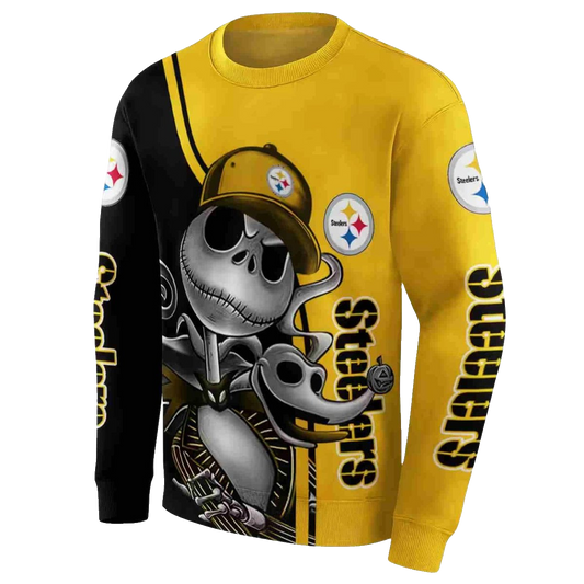 Pittsburgh Steelers Jack Skellington Gold AOP Sweatshirt - Moonbestprint