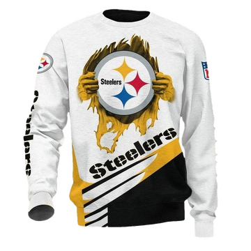 Pittsburgh Steelers Inside Me White Golden Logo AOP Sweatshirt - Moonbestprint