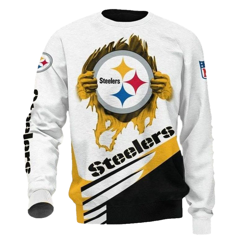 Pittsburgh Steelers Inside Me White Golden Logo AOP Sweatshirt - Moonbestprint