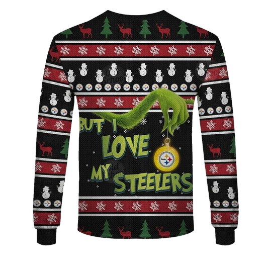Pittsburgh Steelers Grinches I Hate People And I Love My Steelers AOP Sweatshirt - Moonbestprint