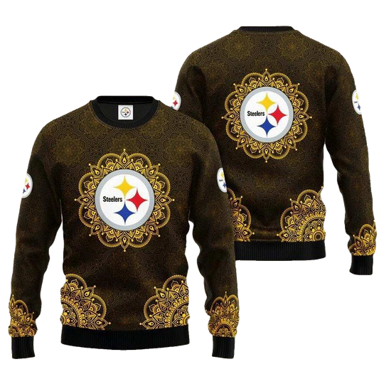 Pittsburgh Steelers Golden Special Logo AOP Sweatshirt - Moonbestprint