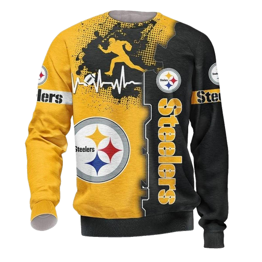 Pittsburgh Steelers Graphic Heart Ecg Line AOP Sweatshirt - Moonbestprint