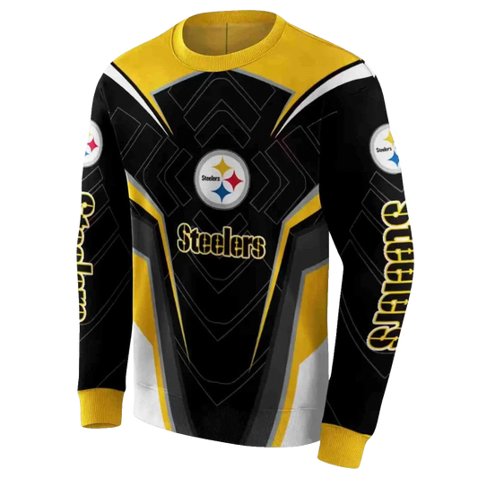 Pittsburgh Steelers Futuristic Pattern Gold Black AOP Sweatshirt - Moonbestprint