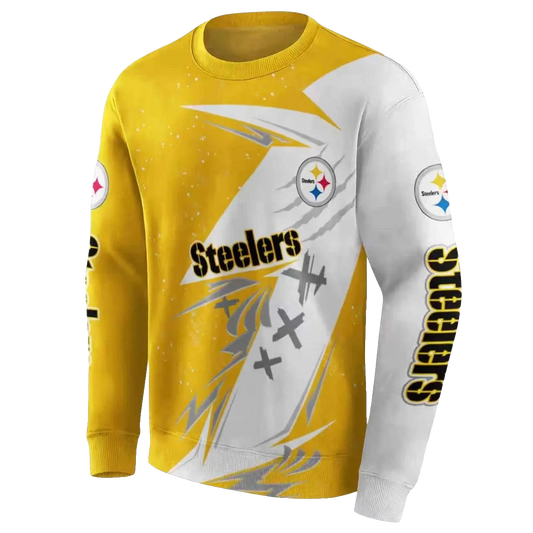 Pittsburgh Steelers Dynamic Slash Gold White AOP Sweatshirt - Moonbestprint