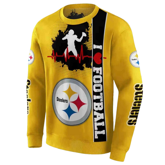 Pittsburgh Steelers Football Heartbeat Gold AOP Sweatshirt - Moonbestprint