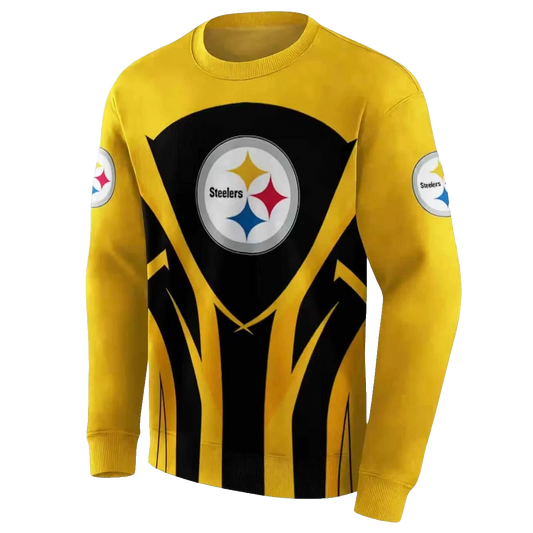 Pittsburgh Steelers Concentric Lines Gold Black AOP Sweatshirt - Moonbestprint