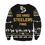 Pittsburgh Steelers Christmas Ugly Sweater Die Hard Fan Now I Have A Machine Gun Ho Ho Ho AOP Sweatshirt - Moonbestprint