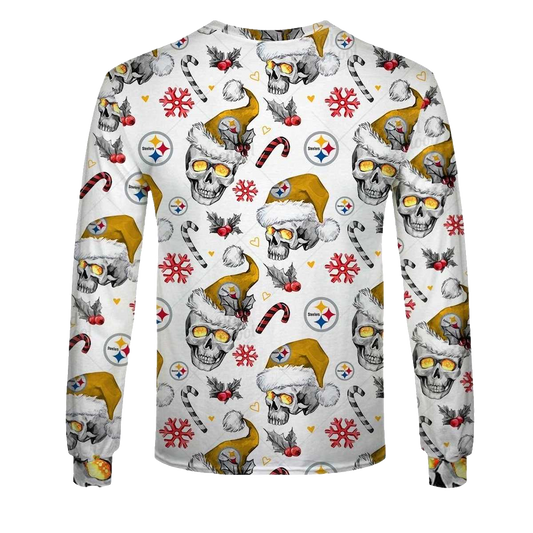 Pittsburgh Steelers Christmas Skulls Style AOP Sweatshirt - Moonbestprint