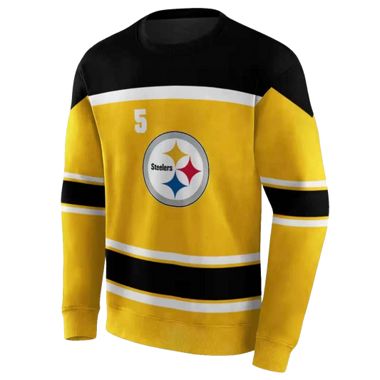 Personalized Pittsburgh Steelers Striped Pattern Gold AOP Sweatshirt - Moonbestprint