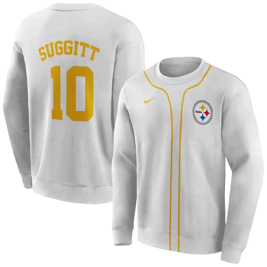 Personalized Pittsburgh Steelers Sporty Stripe White AOP Sweatshirt - Moonbestprint