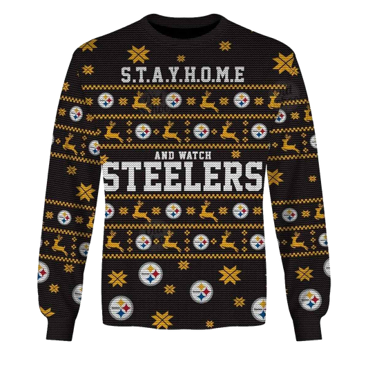 Personalized Pittsburgh Steelers Stay Home And Watch Steelers Ugly Swaeter AOP Sweatshirt - Moonbestprint