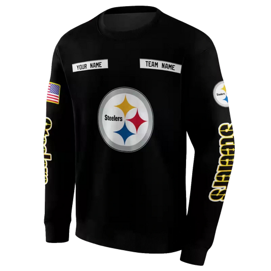 Personalized Pittsburgh Steelers Punisher Skull Black AOP Sweatshirt - Moonbestprint