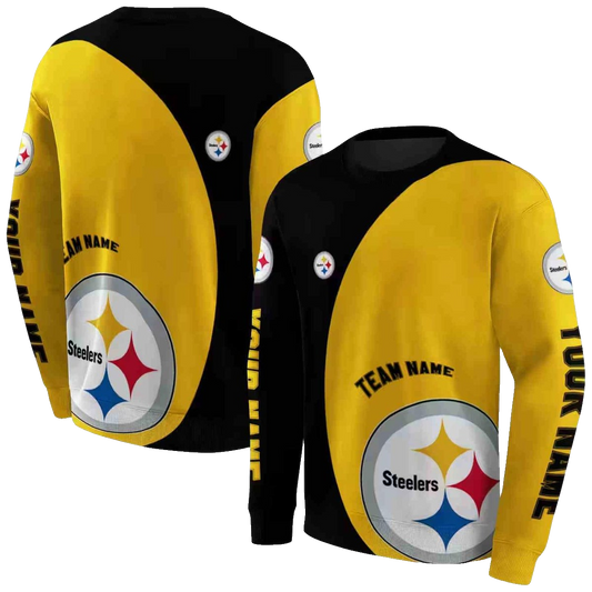 Personalized Pittsburgh Steelers Minimalist Design Gold Black AOP Sweatshirt - Moonbestprint
