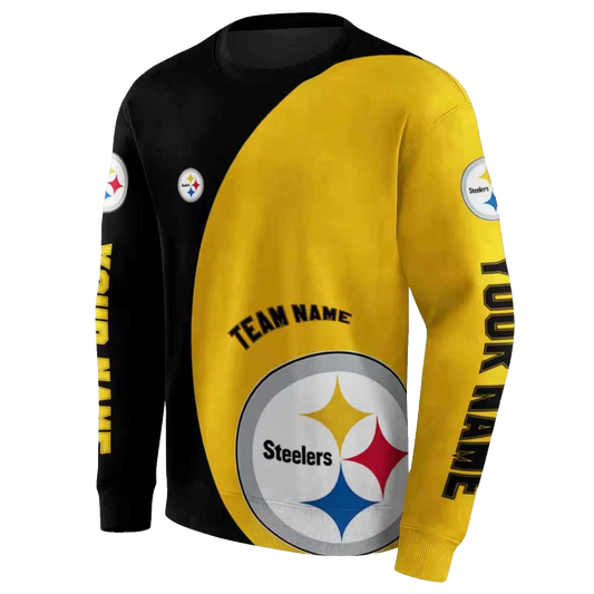 Personalized Pittsburgh Steelers Minimalist Design Gold Black AOP Sweatshirt - Moonbestprint