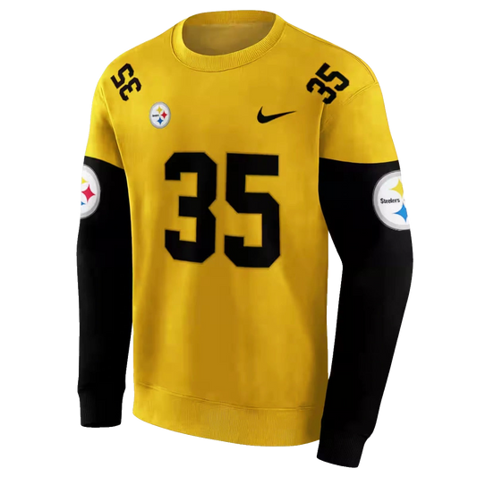 Personalized Pittsburgh Steelers Minimal Design Gold AOP Sweatshirt - Moonbestprint