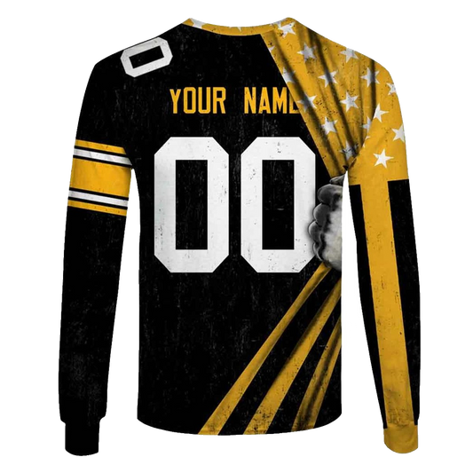 Personalized Pittsburgh Steelers Logo And Flag Inside Me AOP Sweatshirt - Moonbestprint